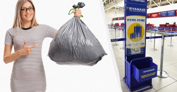 Туристка провела оригинальный трюк с Ryanair, используя мешок для мусора.